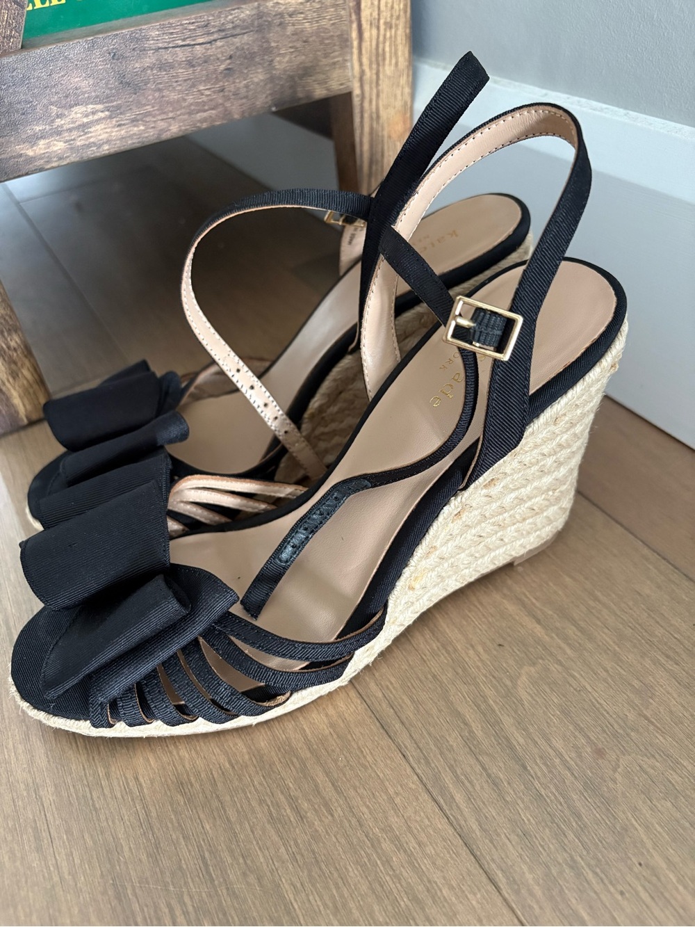 kate spade Black Bow Wedge Sandals - Picture 4 of 6